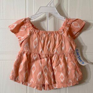 {Kid's} Carter's Infant Girl Peach Colored Aztec Print Outfit~ 6 Months (G5)